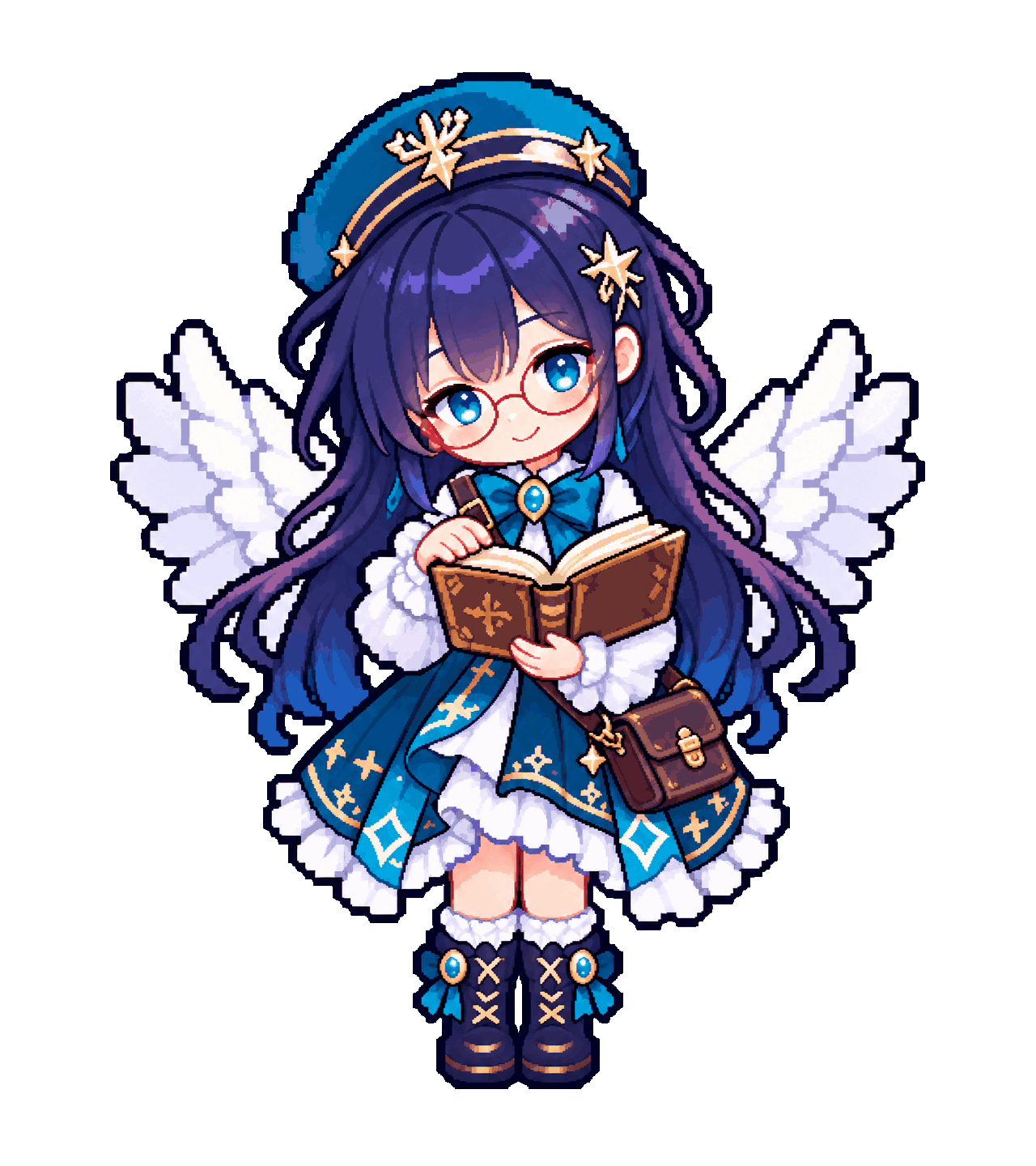 本を読む天使の司書